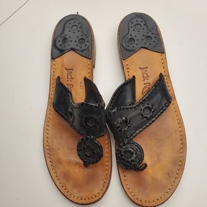 Jack Rogers Black Leather Sandals 10